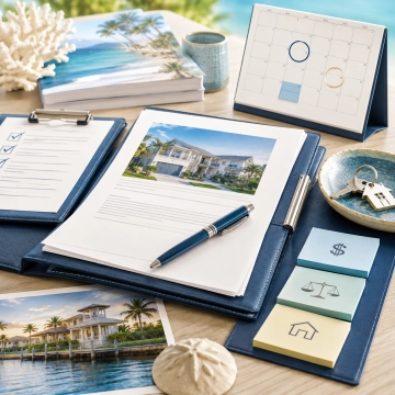 Skilled Negotiation and Transaction Experience Real estate transaction planning with property documents, calendar, keys, and closing checklist