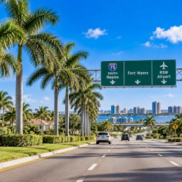 Convenient Access from Lehigh Acres to Fort Myers and I-75 Roadway scene in Southwest Florida representing convenient access from Lehigh Acres to Fort Myers, I-75, and nearby destinations